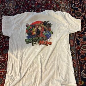 Gildan White Tee with Colorful Parrot Design